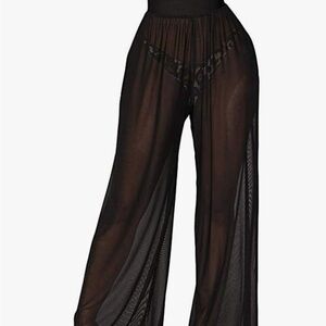 Sheer Black Wide-Leg Pants